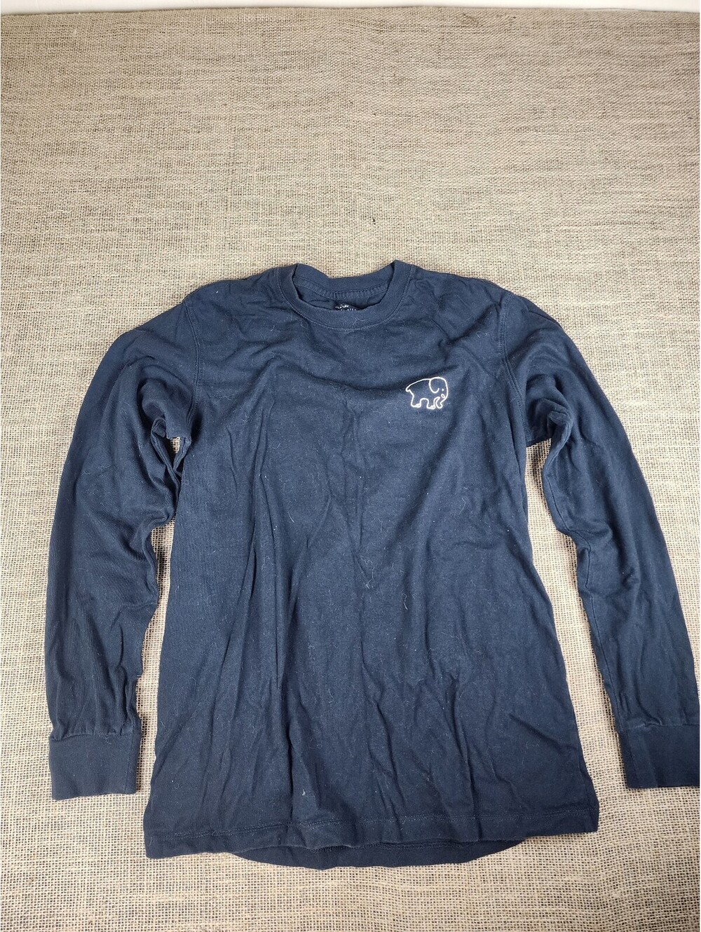 Ivory Ella Navy Blue Long Sleeve T-Shirt with Elephant Logo Size S